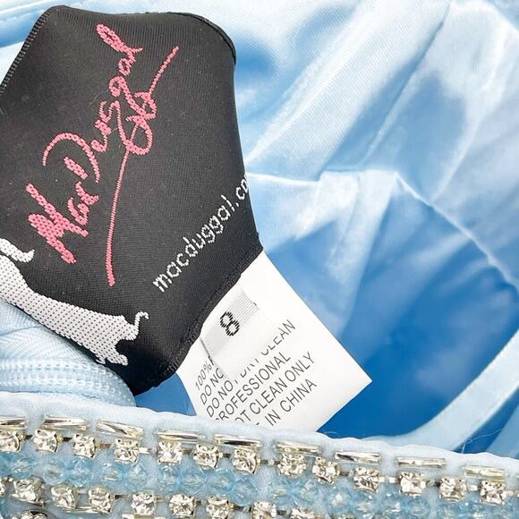 Mac Duggal Long Party Elsa Gown Beaded Bodice Ice Blue Size 8 New With Defects - Picture 7 of 12
